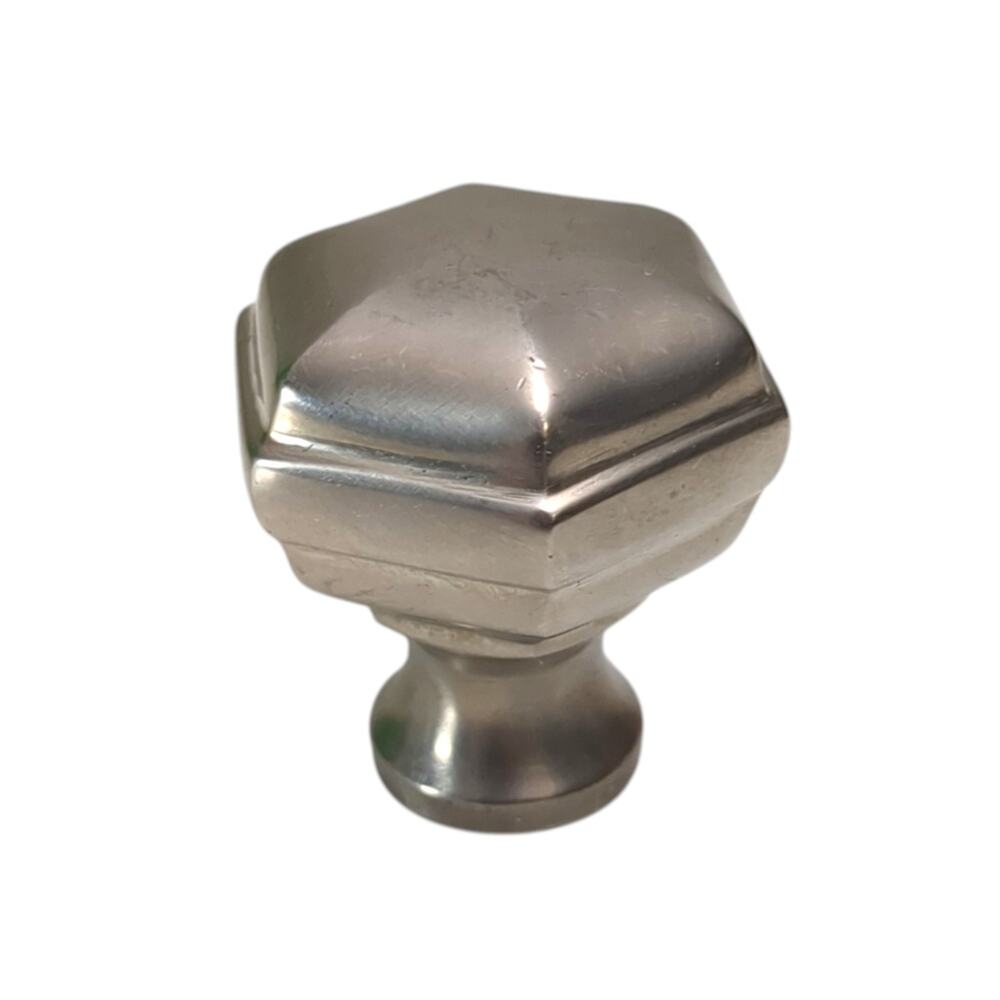 Lot of 4 - 1 1/4" Inch Hexagon Brushed Nickel Kitchen Cabinet Knob Pull Drawer
